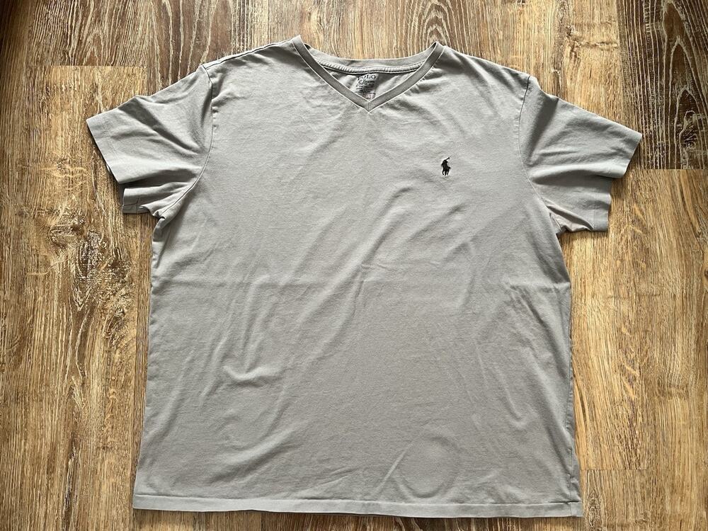 Polo Ralph Lauren Men's Gray Cotton V-Neck T-Shirt